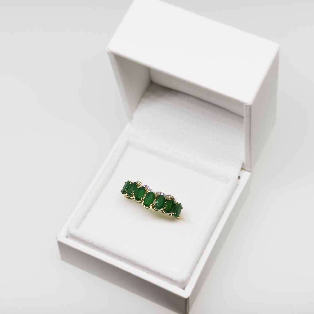14k keltakultainen Smaragdi/Timanttisormus