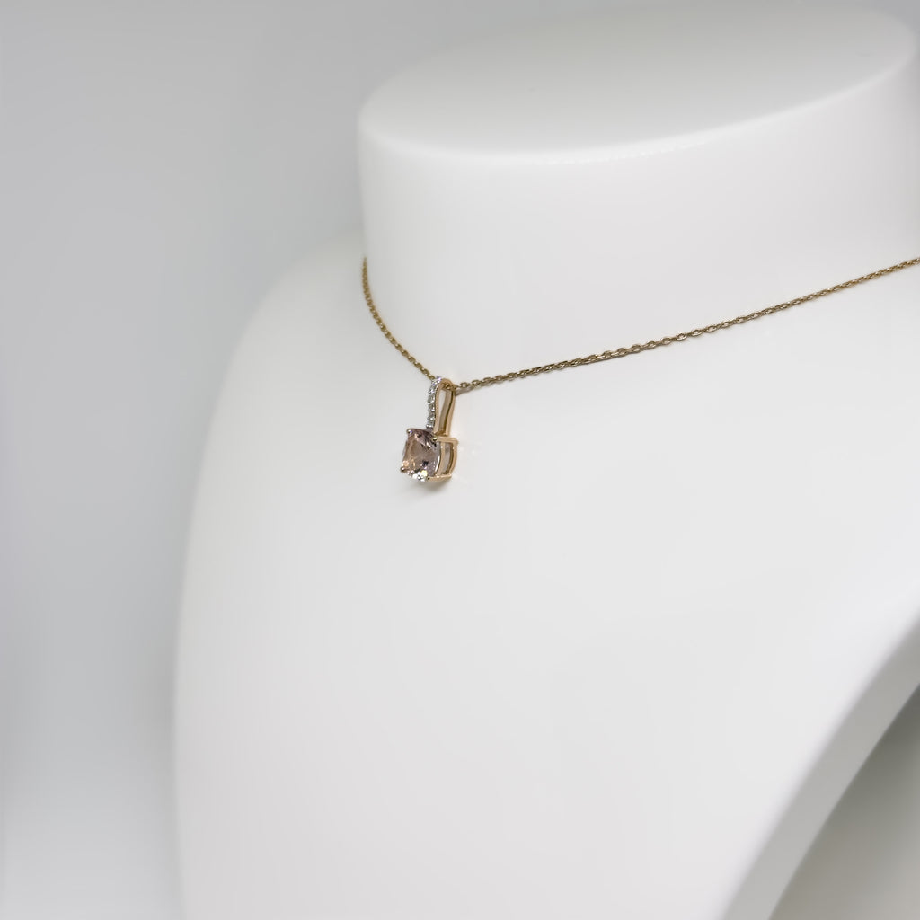 14k ruusukultainen Morganiitti/Timanttiriipus