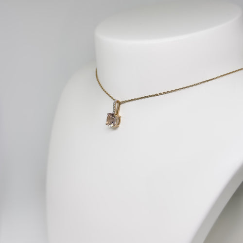 14k ruusukultainen Morganiitti/Timanttiriipus