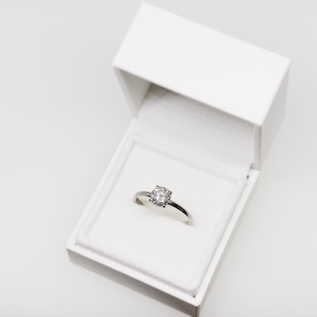 14k valkokultainen 1,02ct Timanttisormus