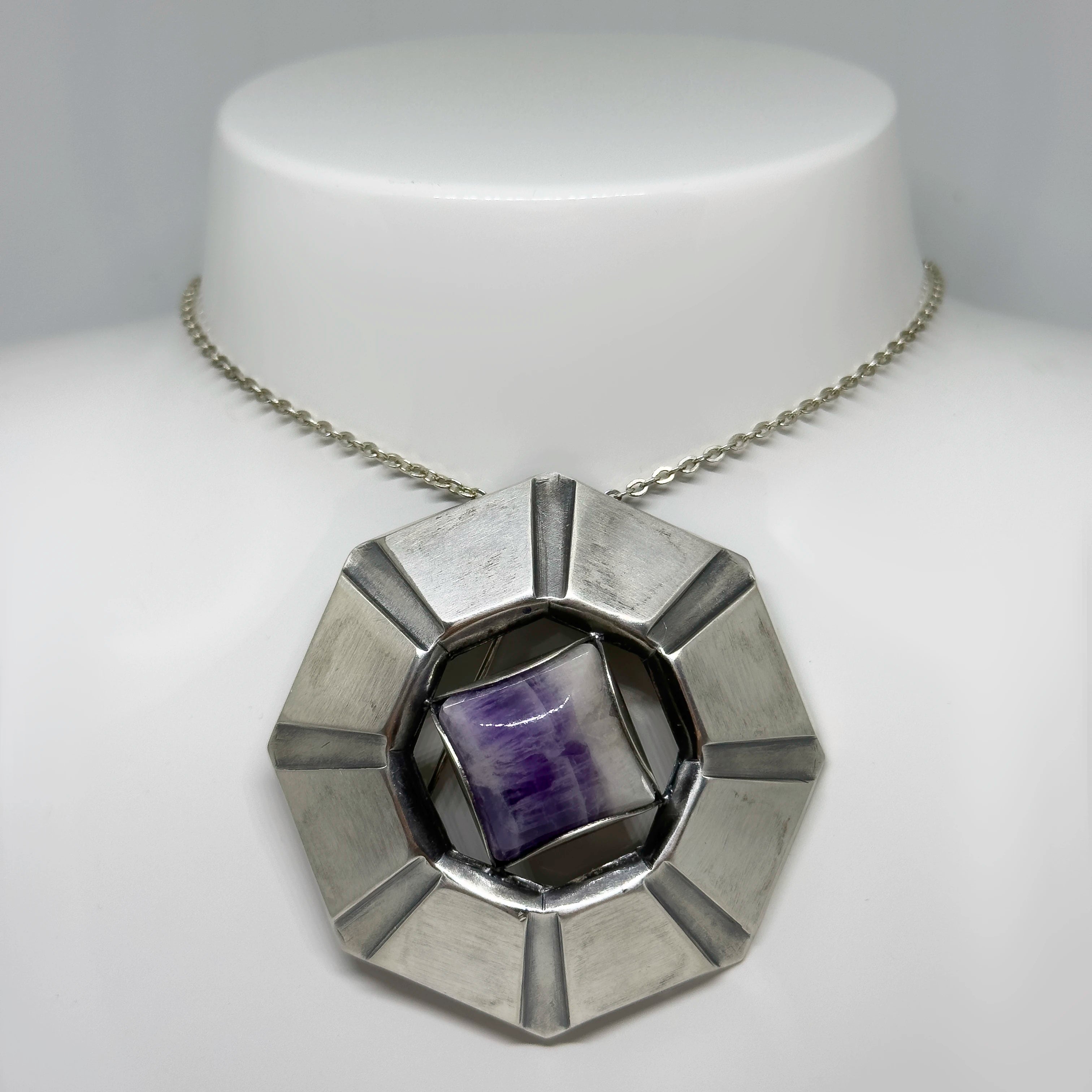 Kimmo Nuotio hopeinen Ametisti riipus/rintakoru