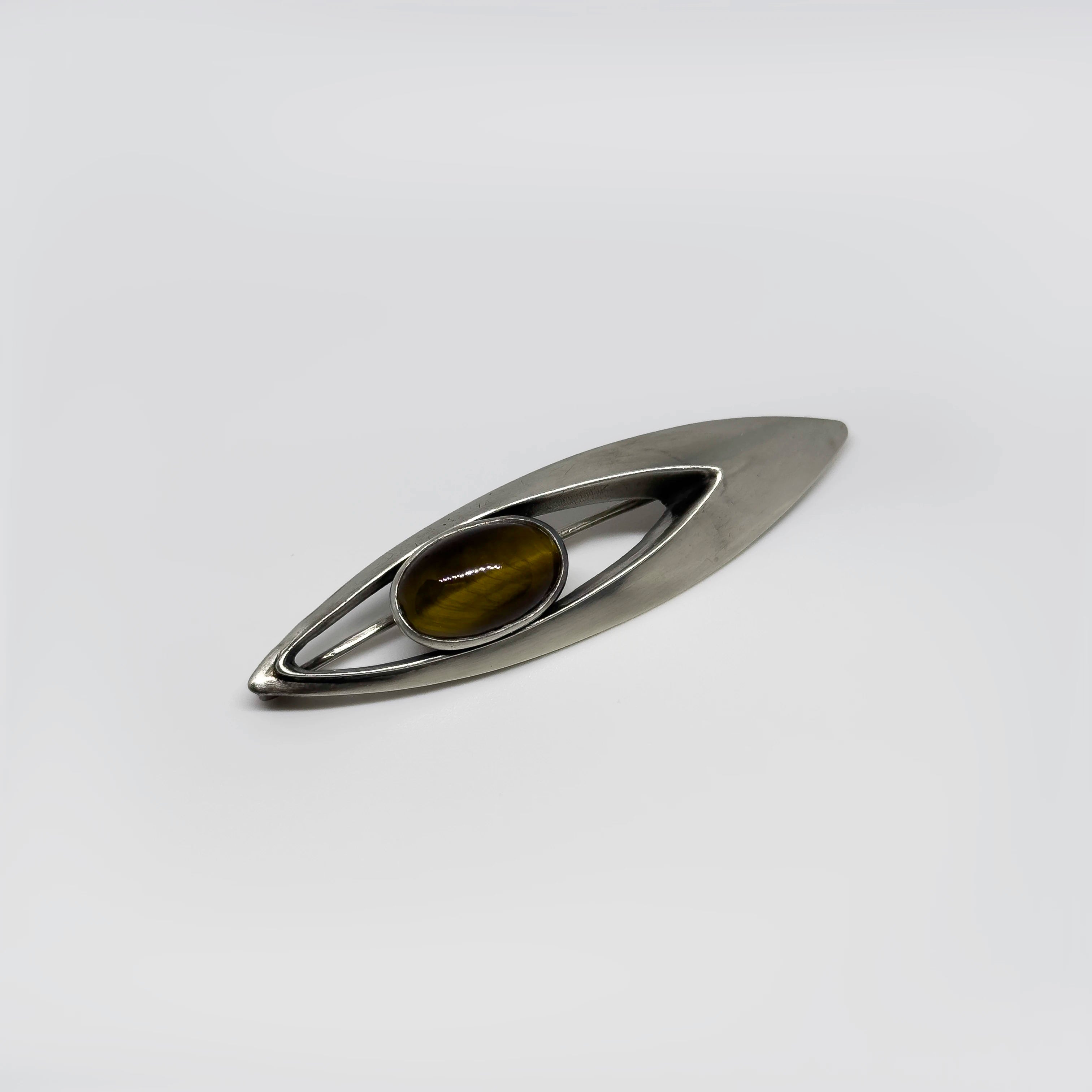 Einari Ailio Silver Tiger's Eye brooch