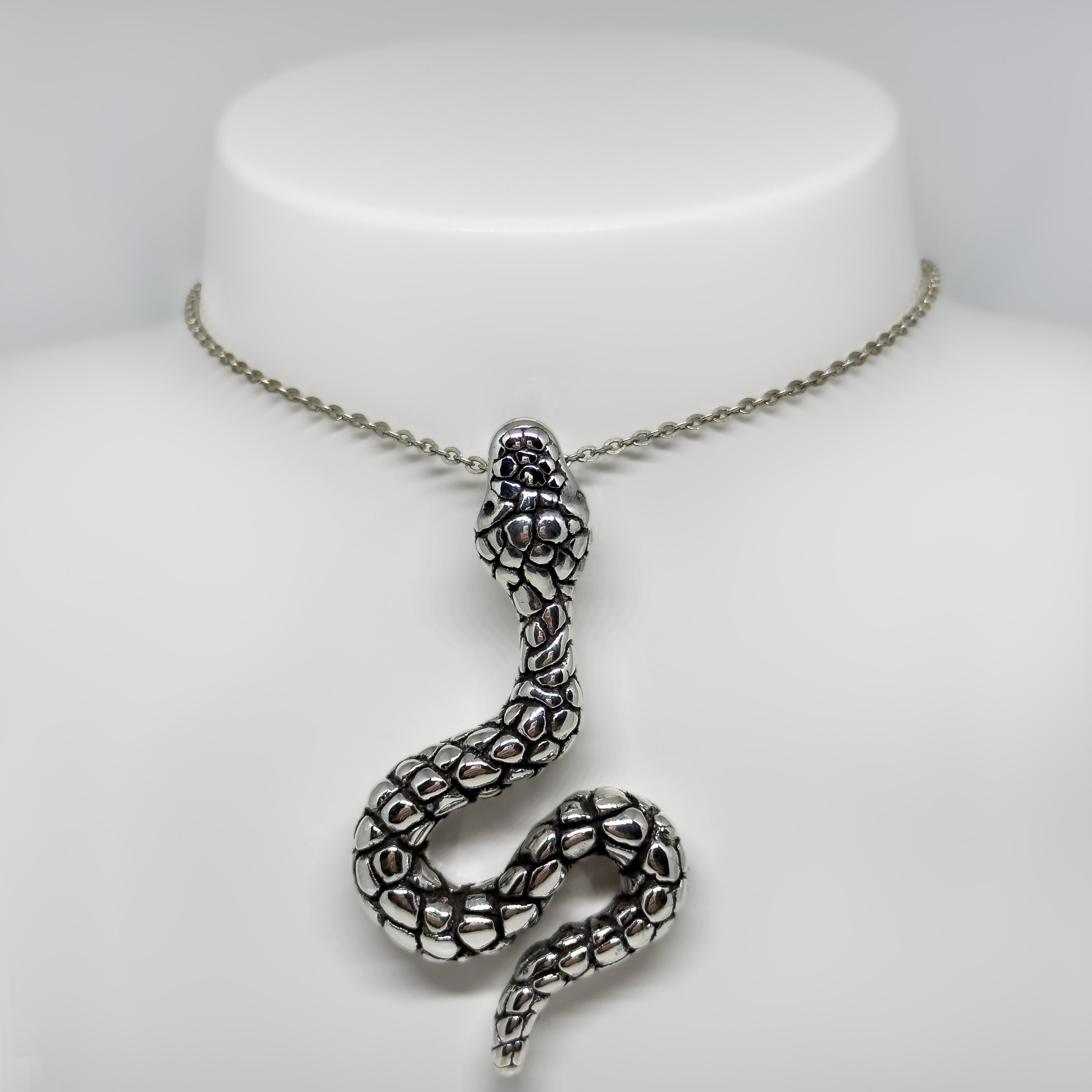 Hopeinen Käärme riipus