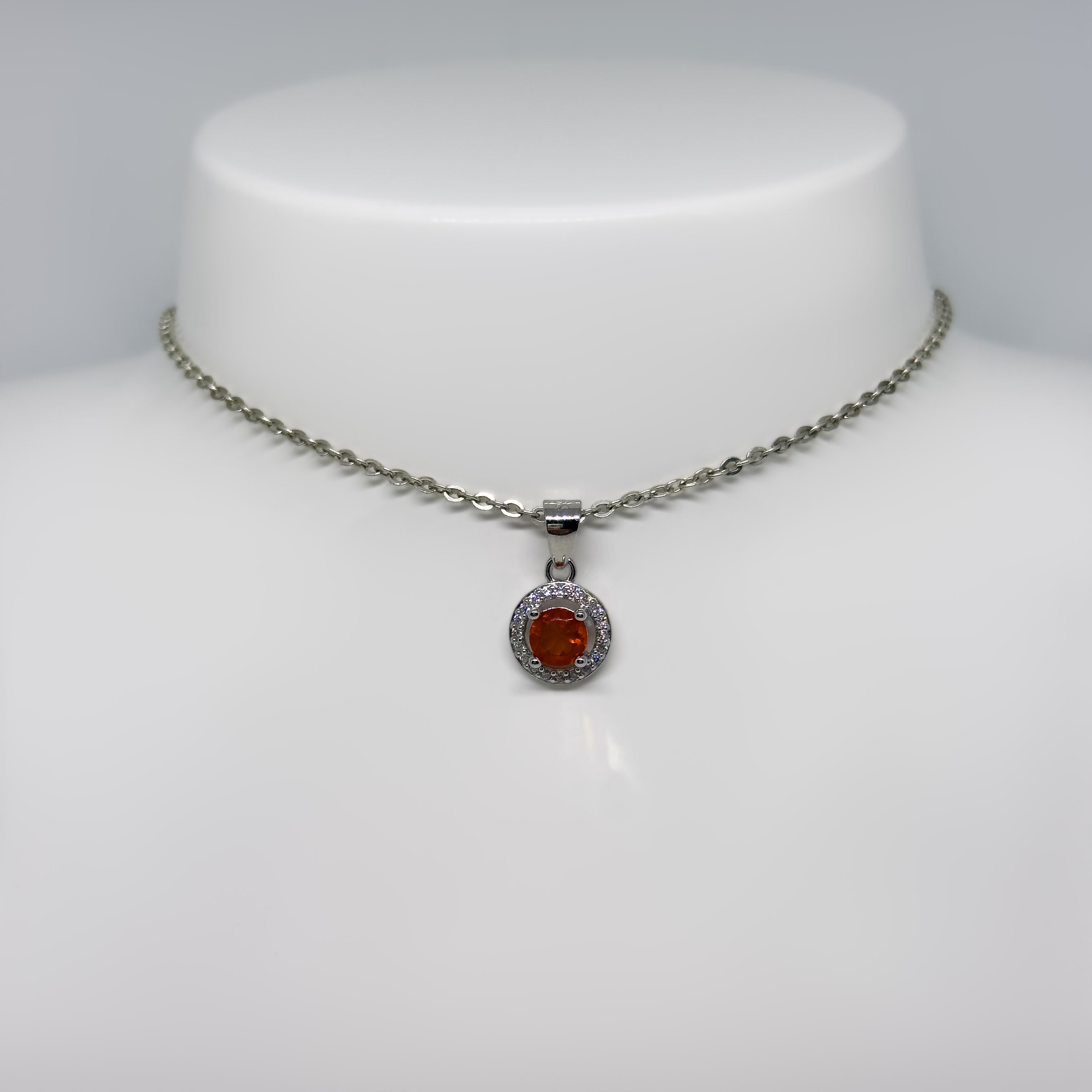 Hopeinen Tuliopaali & Kristalli riipus