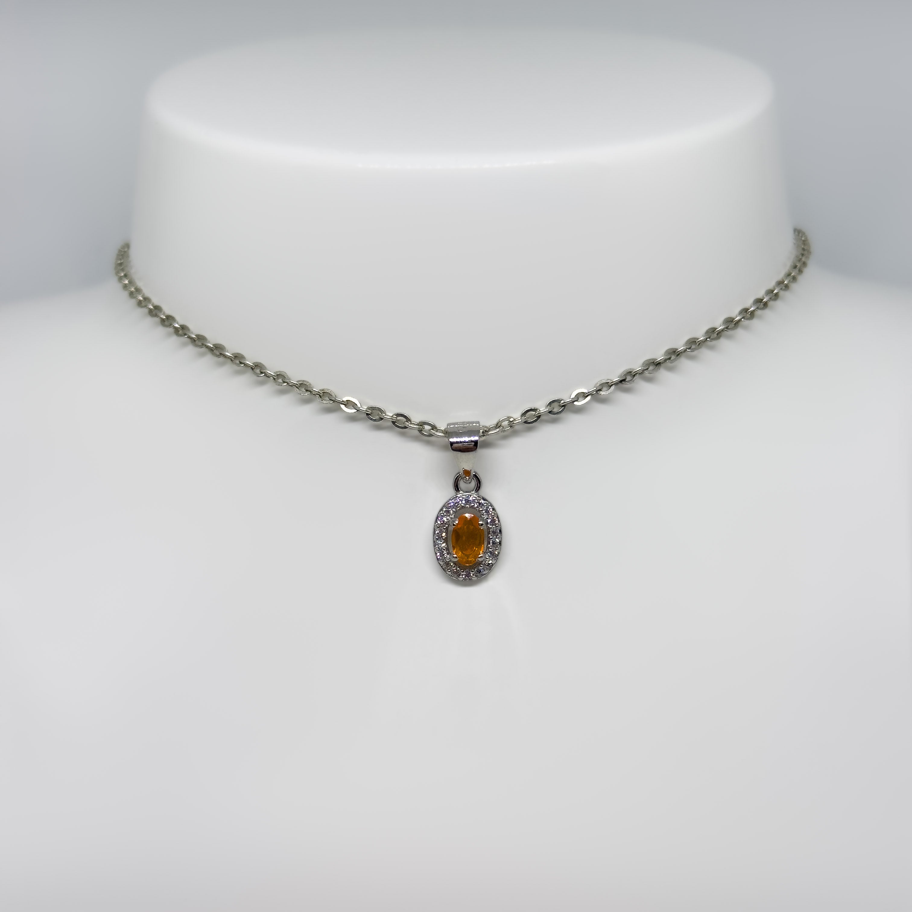 Hopeinen Tuliopaali & Kristalli riipus