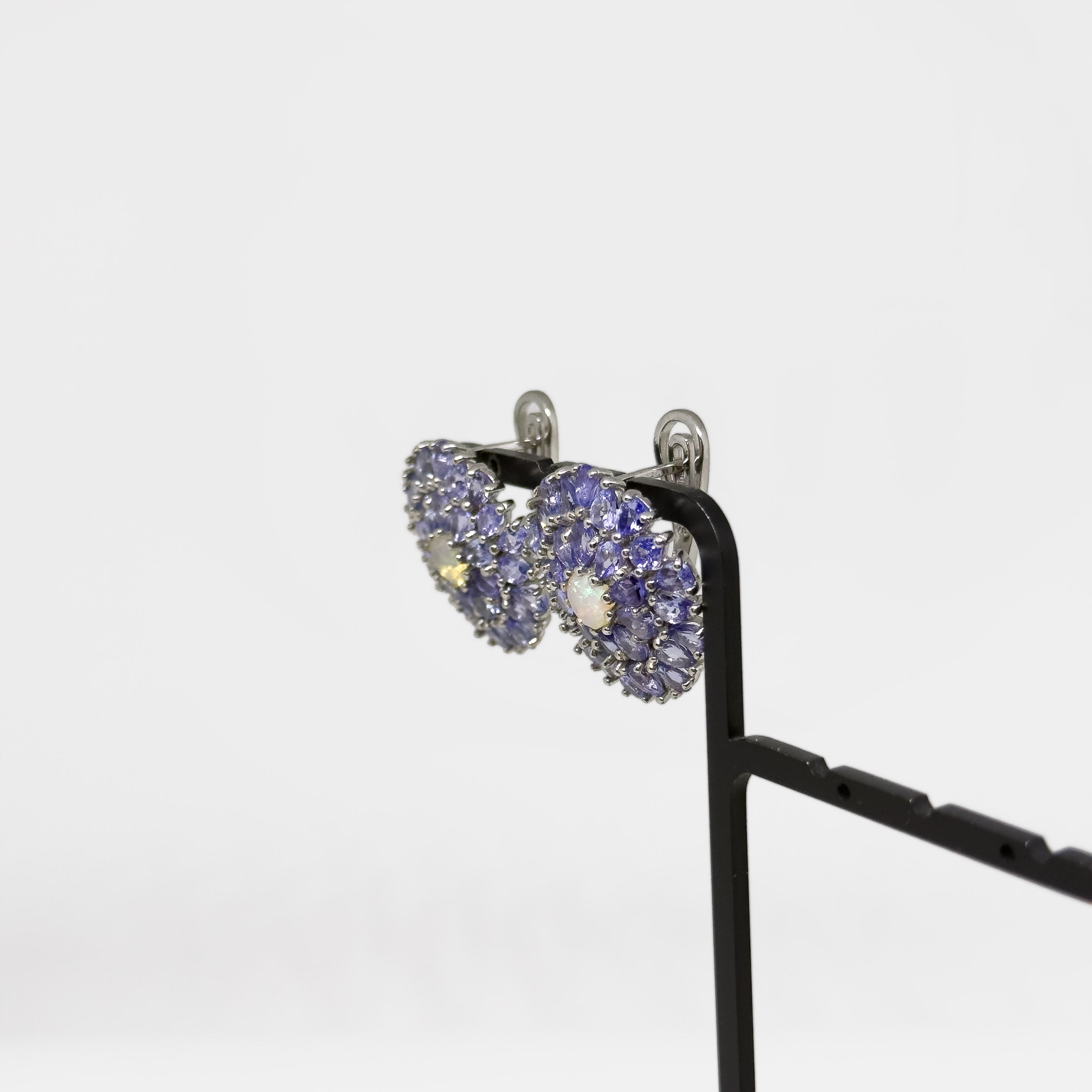 Hopeiset Tansaniitti & Opaali korvakorut