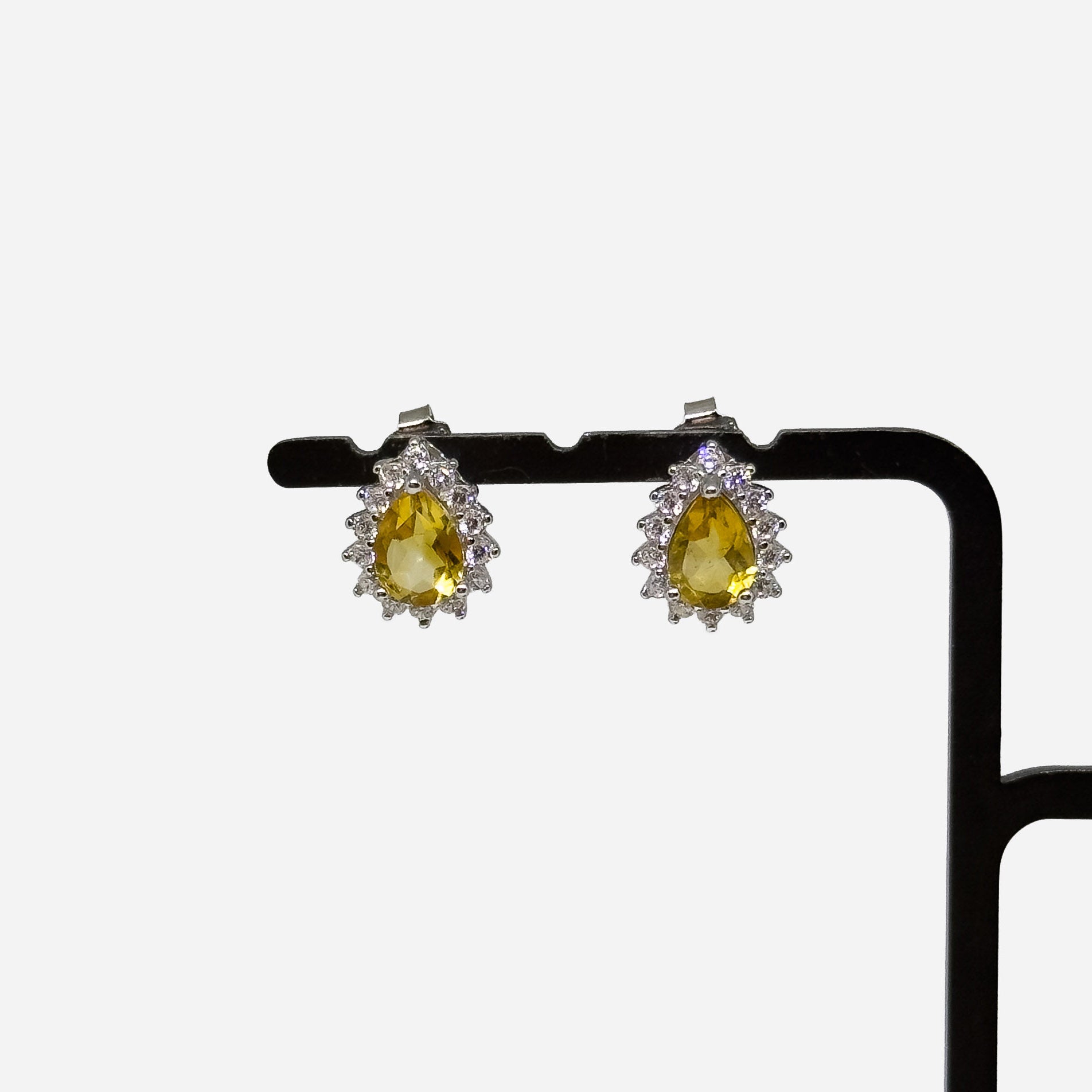 Hopeiset Sitriini & Kristalli korvakorut