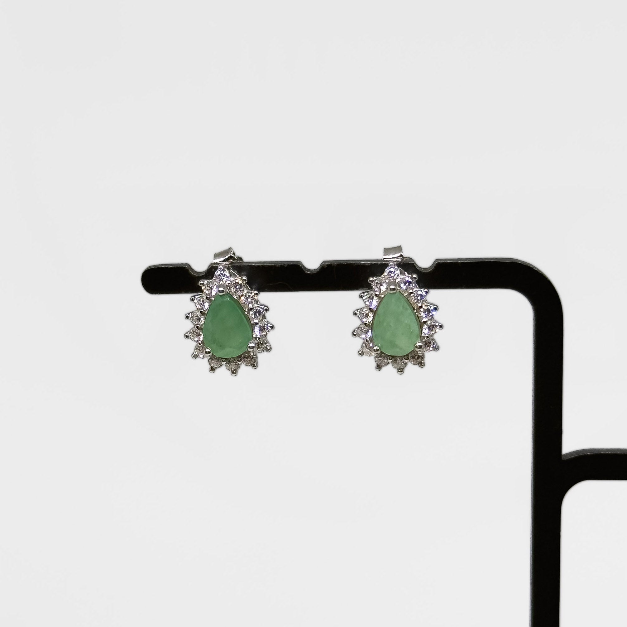 Hopeiset Smaragdi & Kristalli korvakorut