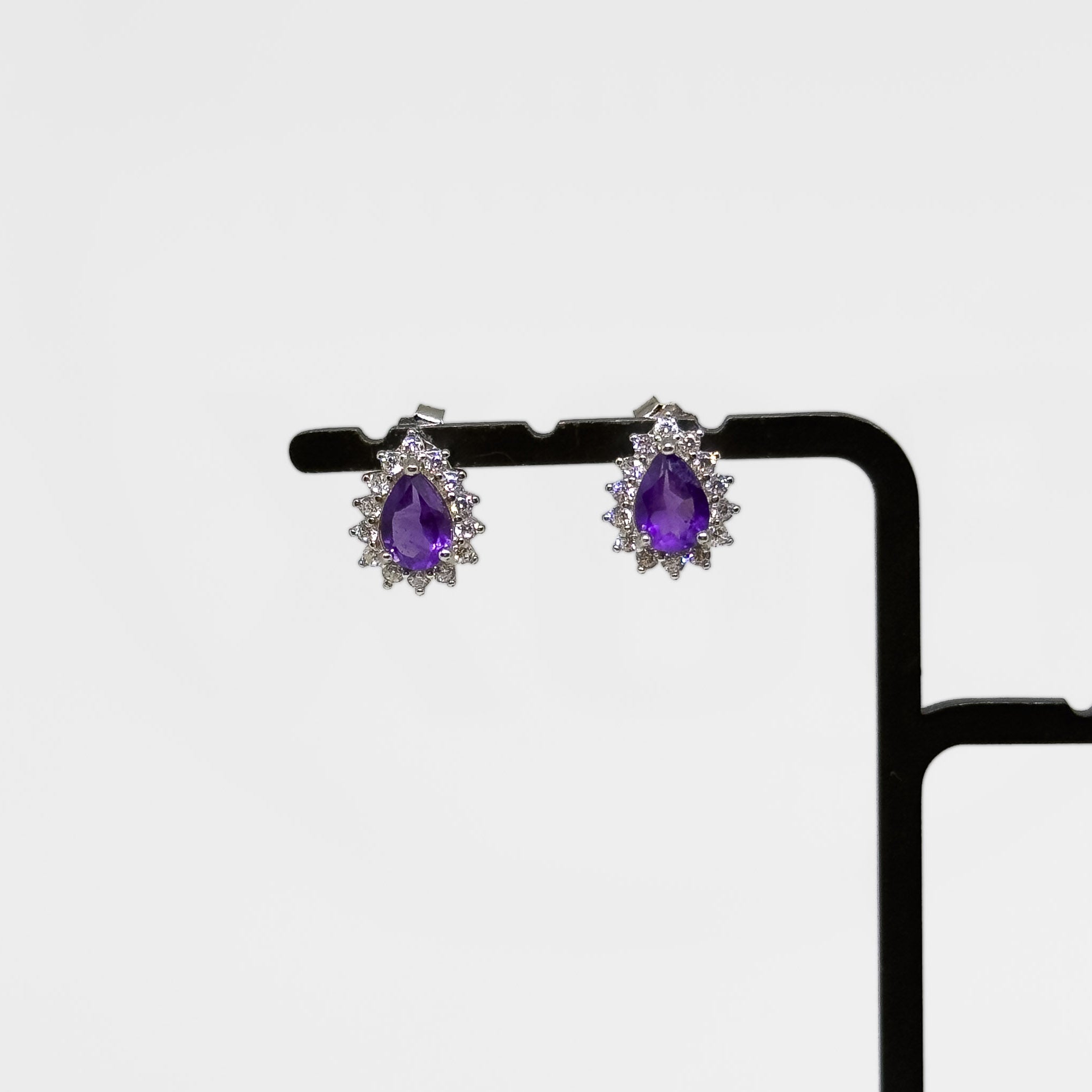 Hopeiset Ametisti & Kristalli korvakorut