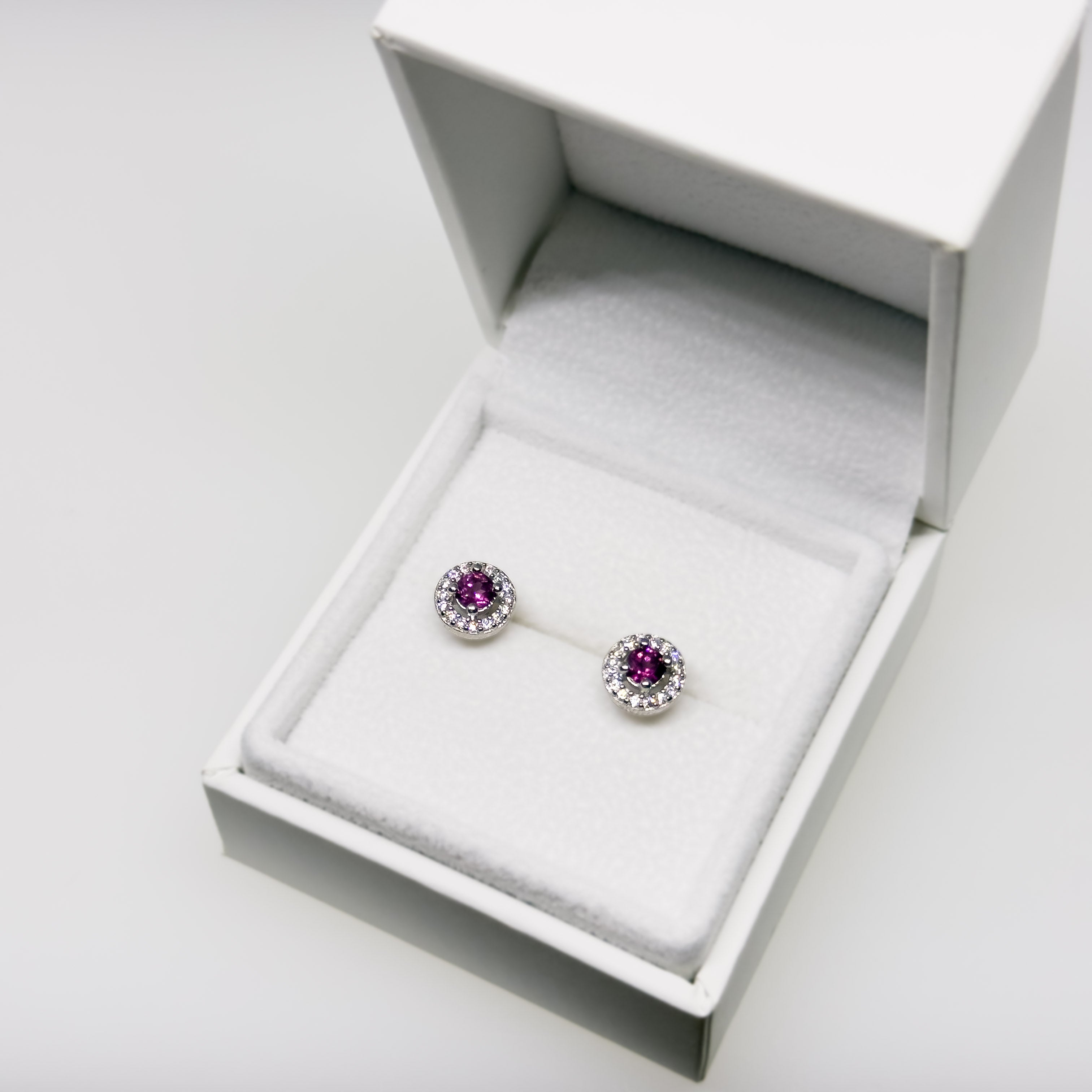 Silver Rhodolite & Crystal Earrings