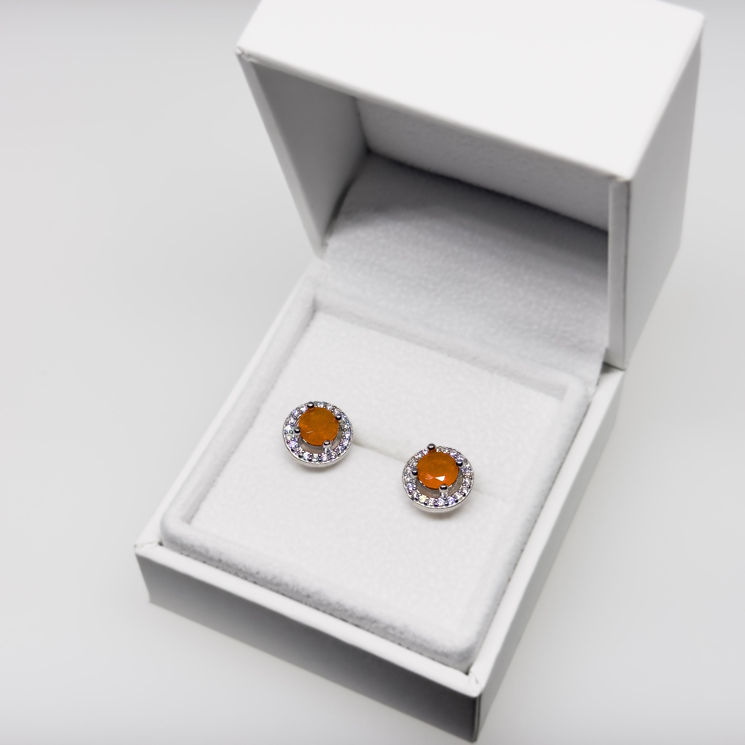 Hopeiset Tuliopaali & Kristalli korvakorut