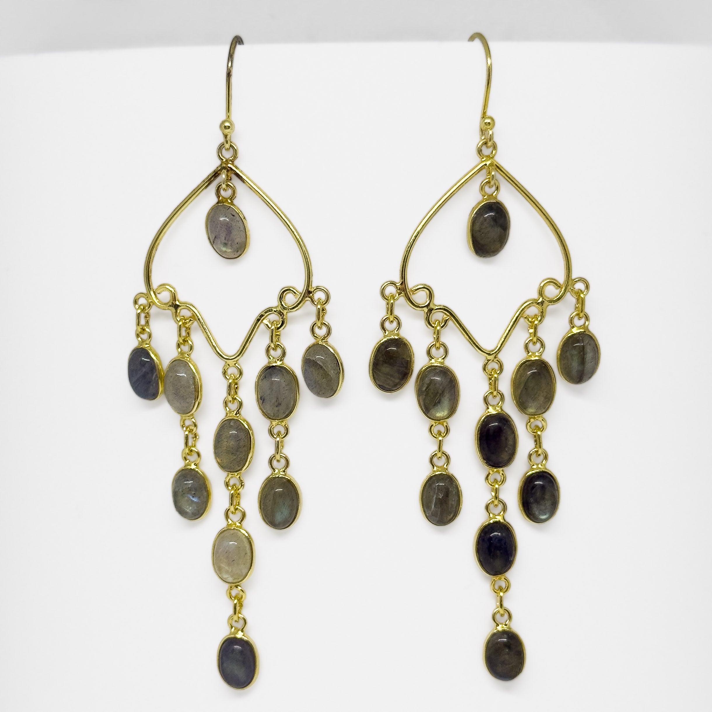 Kullatut hopeiset Labradoriitti korvakorut