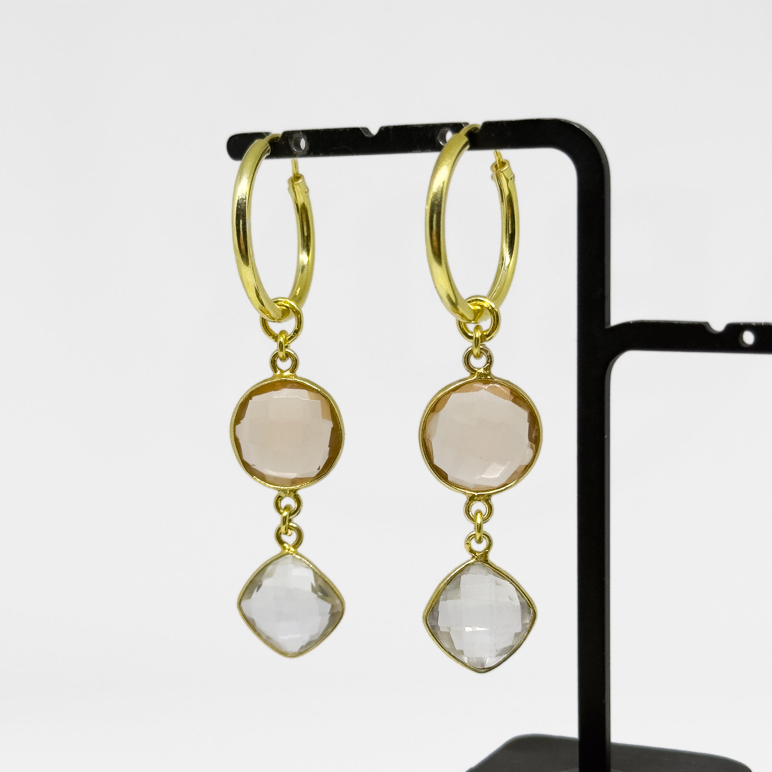 Kullatut hopeiset Kvartsi & Vuorikristalli korvakorut