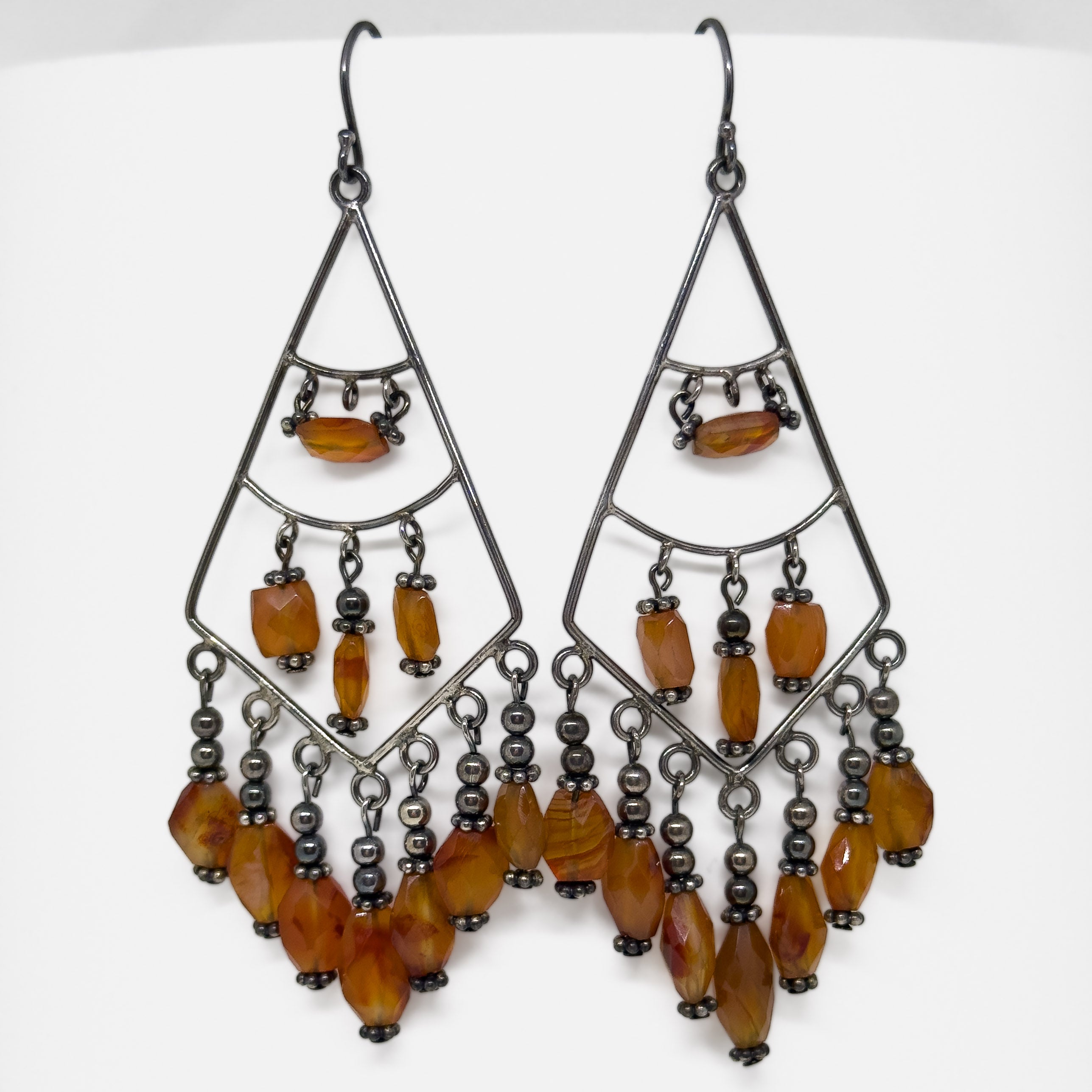 Hopeiset Akaatti korvakorut